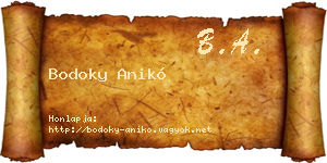 Bodoky Anikó névjegykártya